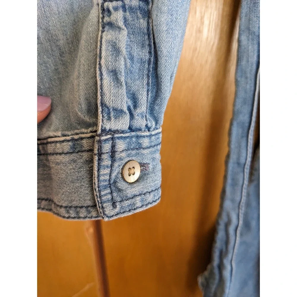 Gap Kids Girls Denim Long Sleeve Button Front Shirt Dress Medium Indigo L 10